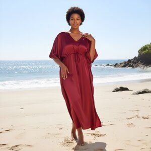 Gypsie Blu Women Satin Caftan Dress Nighty Maxi Dresses Robes Cover Ups
